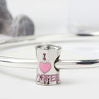 I Love Coffee Metal Beads 12mm Large Hole Enamel Alloy 5pcs 5