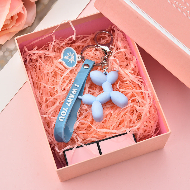 Pastel Balloon Dog Keychain PVC Soft Pink Whimsical Design 3