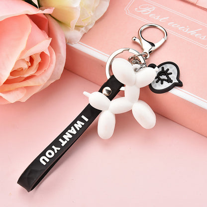 Pastel Balloon Dog Keychain PVC Soft Pink Whimsical Design 9