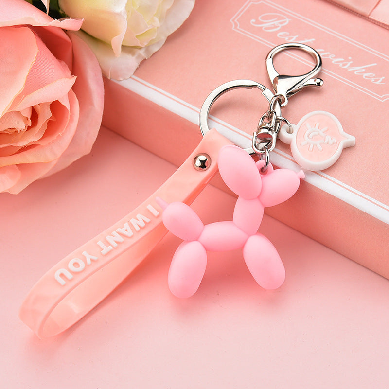 Pastel Balloon Dog Keychain PVC Soft Pink Whimsical Design 6