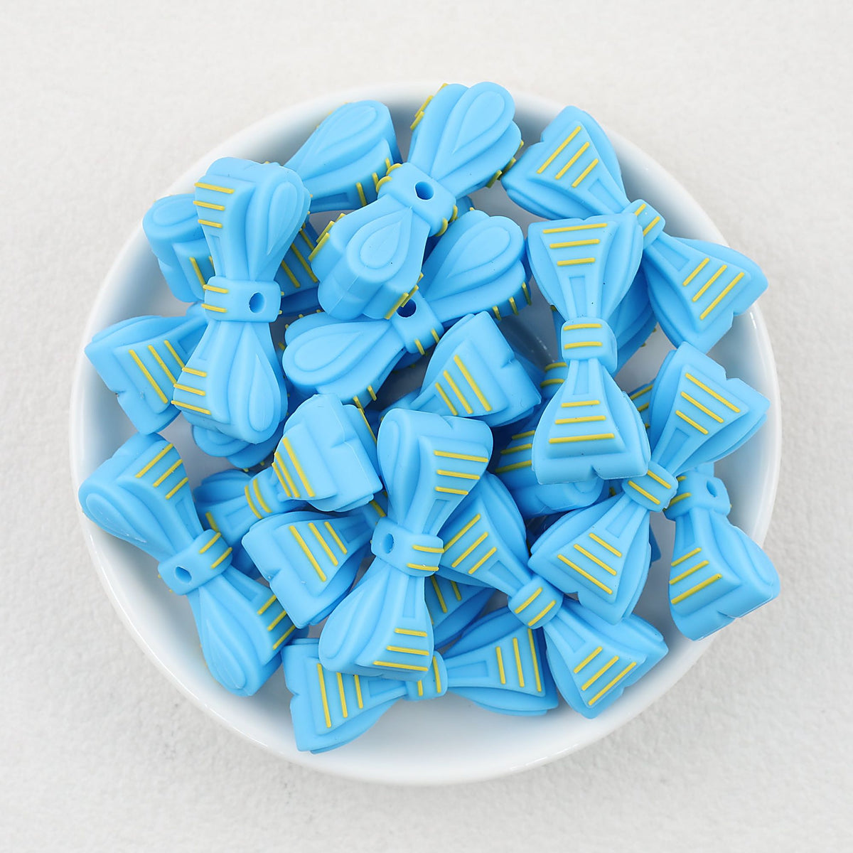 3D Father's Day Blue Bowtie Silicone Focal Beads 20pcs