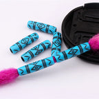 Cylindrical Acrylic Beads 25mm Blue Vintage Patterned Plastic 100pcs