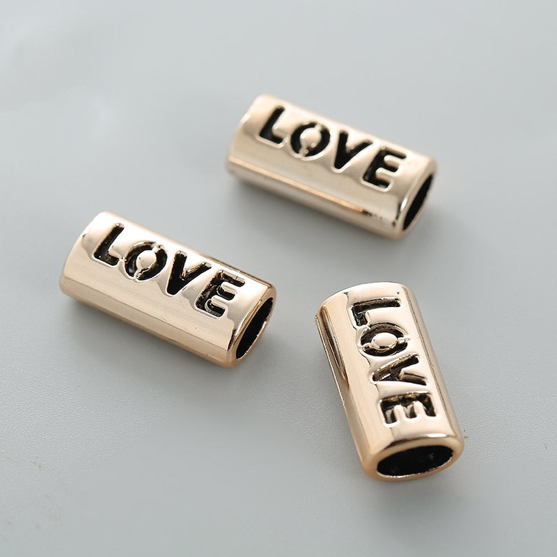 Hollow LOVE Acrylic Beads 20mm CCB Plastic Gold Metallic 100pcs 3
