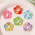 Floral Pattern Five-Petal Flower Acrylic Beads 26mm 10pcs