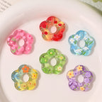 Floral Pattern Five-Petal Flower Acrylic Beads 26mm 10pcs