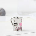 I Love Coffee Metal Beads 12mm Large Hole Enamel Alloy 5pcs 3