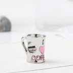 I Love Coffee Metal Beads 12mm Large Hole Enamel Alloy 5pcs 3