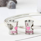 I Love Coffee Metal Beads 12mm Large Hole Enamel Alloy 5pcs