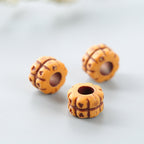 Heart Acrylic Beads 9mm x 6mm Checkered Wood Pattern Plastic 100pcs 2