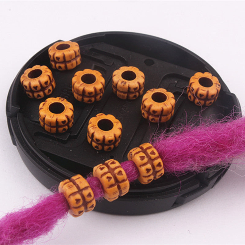 Heart Acrylic Beads 9mm x 6mm Checkered Wood Pattern Plastic 100pcs 3