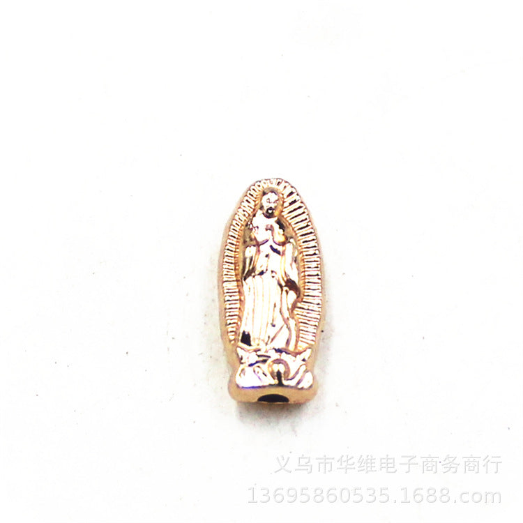 Portrait Metal Beads 13mm KC Gold Virgin Mary Embossed 100pcs 3