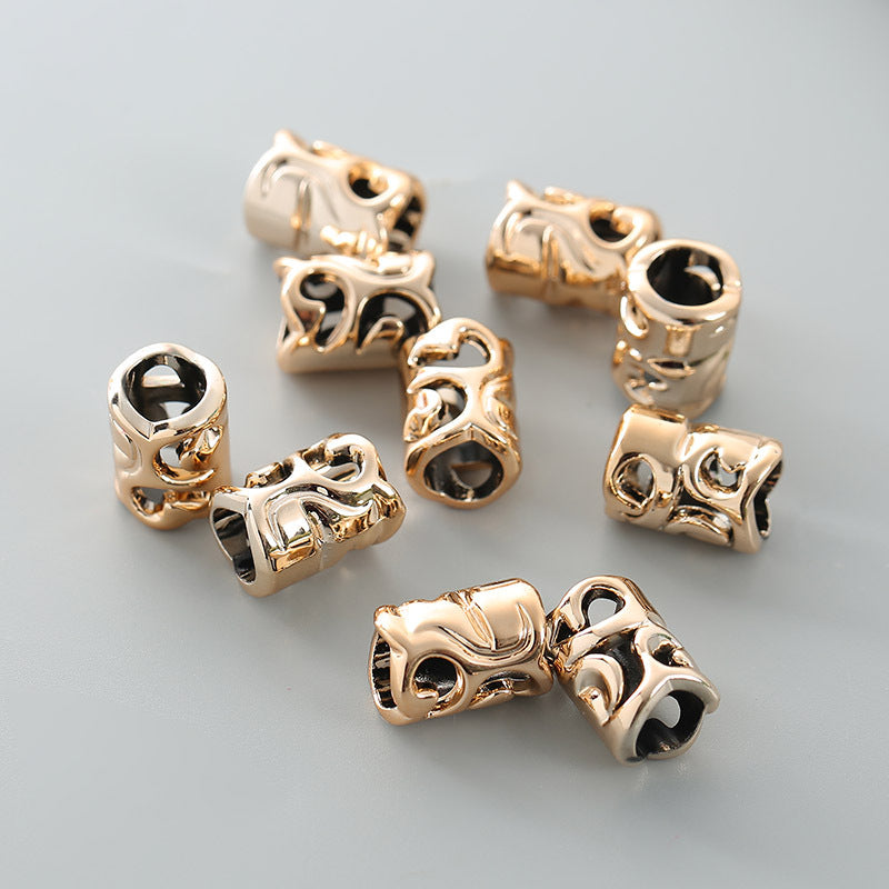 Metallic Tube Acrylic Beads 15mm Hollow Swirl Design 100pcs 2