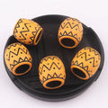 Vintage Patterned Acrylic Beads 15mm Imitation Wood Plastic Dreadlock 10pcs 5