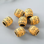 Vintage Patterned Acrylic Beads 15mm Imitation Wood Plastic Dreadlock 10pcs 2