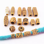 Striped Acrylic Beads Wood Imitation Plastic Dreadlock Style 100pcs