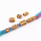 Striped Acrylic Beads Wood Imitation Plastic Dreadlock Style 100pcs 3