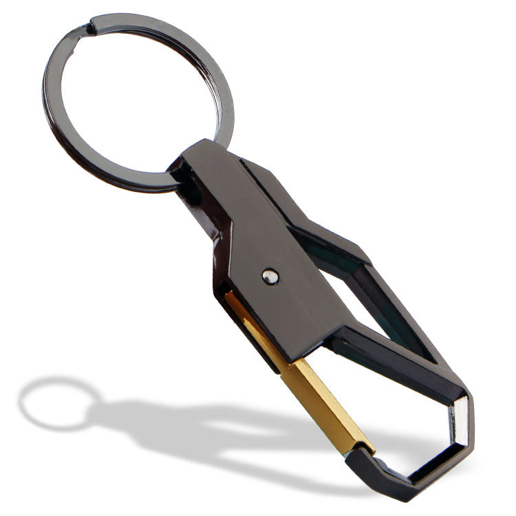 Men's Leather Keychain with Polished Metal Clip and Carabiner Hook 10