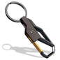 Men's Leather Keychain with Polished Metal Clip and Carabiner Hook 10