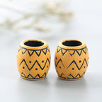 Vintage Patterned Acrylic Beads 15mm Imitation Wood Plastic Dreadlock 10pcs 3