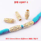Striped Acrylic Beads Wood Imitation Plastic Dreadlock Style 100pcs 5