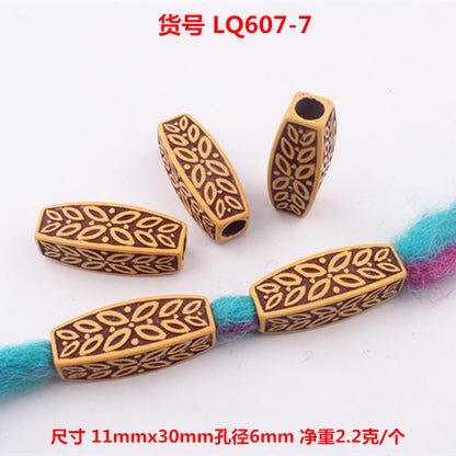 Striped Acrylic Beads Wood Imitation Plastic Dreadlock Style 100pcs 11