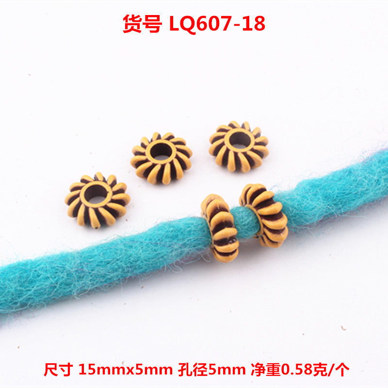 Striped Acrylic Beads Wood Imitation Plastic Dreadlock Style 100pcs 22