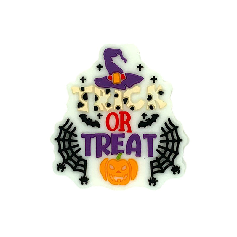 Silicone Focal Beads Halloween Trick Or Treat Circle Badge Stars 20pcs