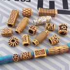 Striped Acrylic Beads Wood Imitation Plastic Dreadlock Style 100pcs 2