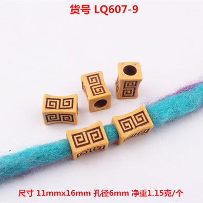 Striped Acrylic Beads Wood Imitation Plastic Dreadlock Style 100pcs 13