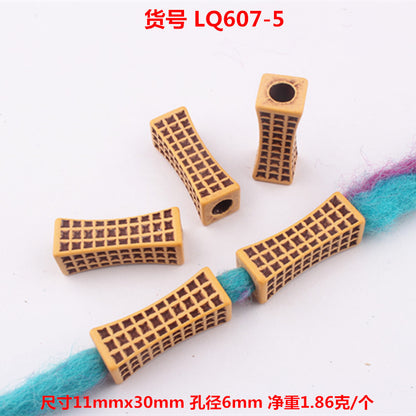Striped Acrylic Beads Wood Imitation Plastic Dreadlock Style 100pcs 9