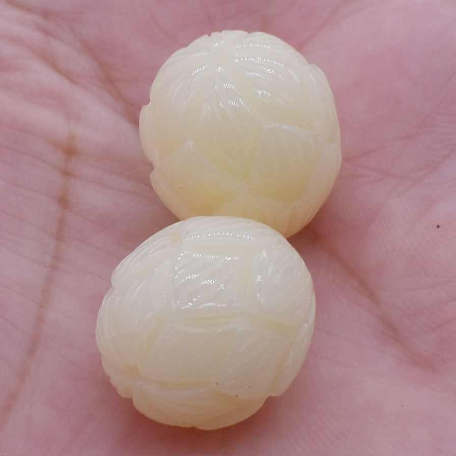 Imitation Bodhi Lotus Resin Beads 17mm Milky Yellow 10pcs 5