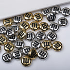 Plating Acrylic Beads 14mm Glossy Gold Silver Metallic M&M Style 100pcs