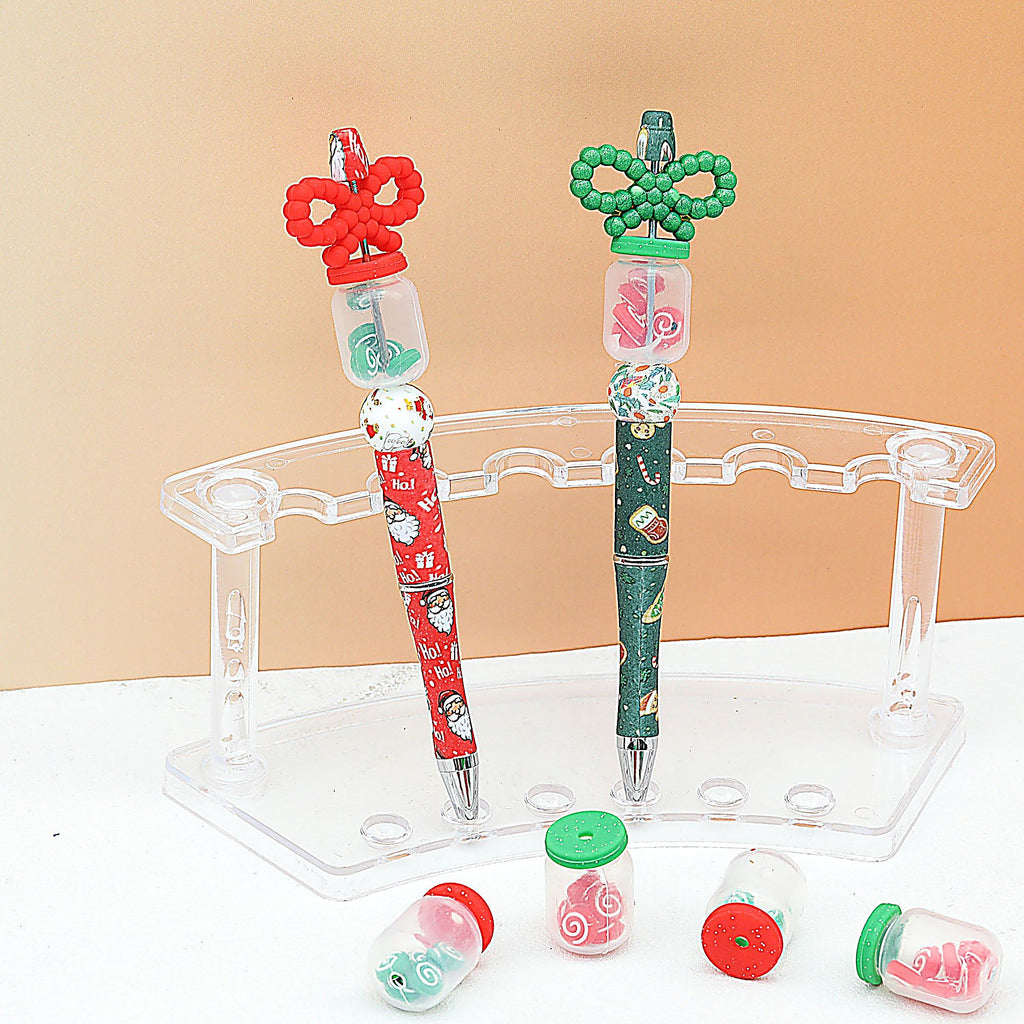 3D Christmas Glitter Bottle Silicone Focal Beads 20pcs