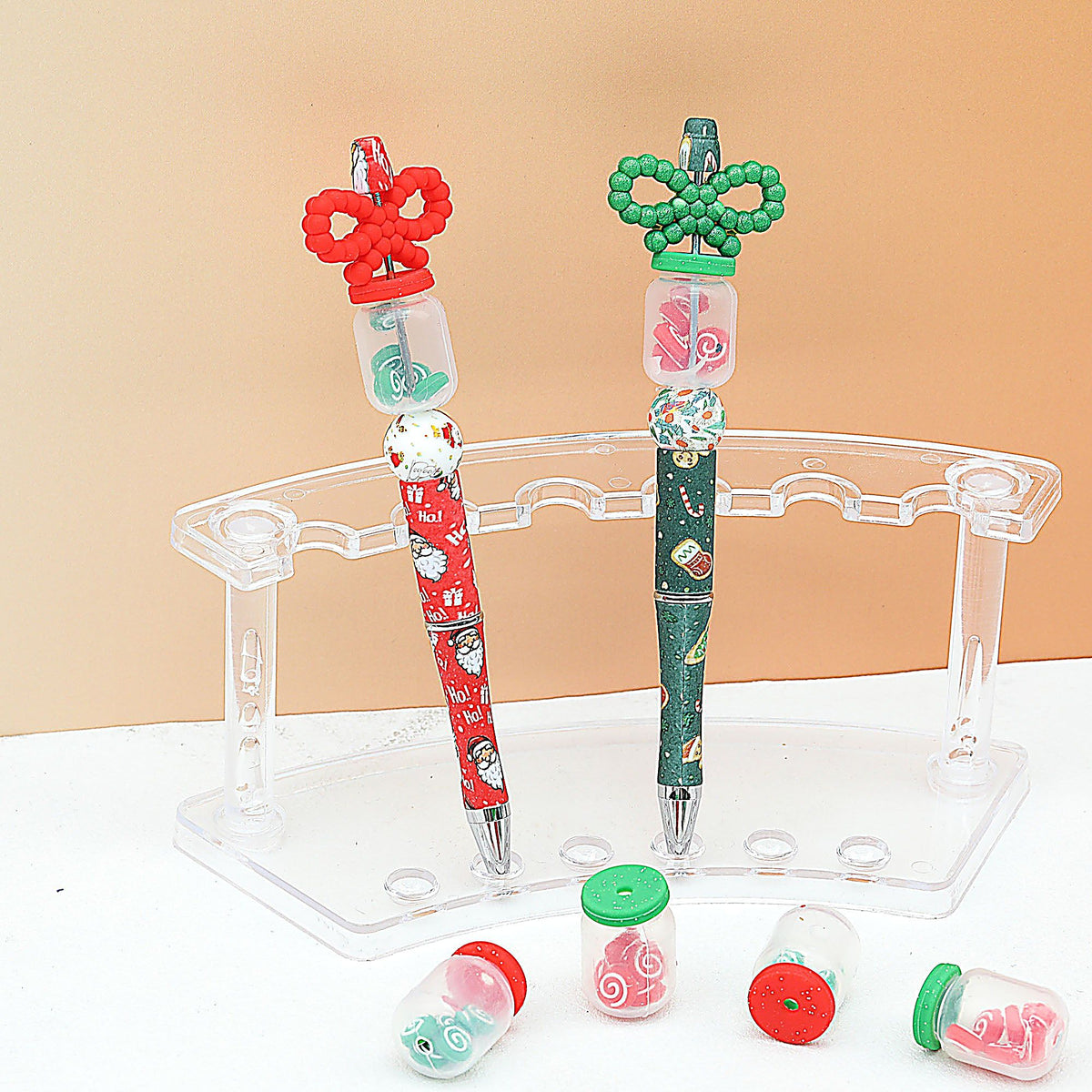 3D Christmas Glitter Bottle Silicone Focal Beads 20pcs