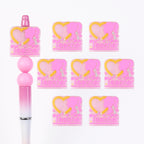 Silicone Focal Beads Teacher Glittery Hearts Ponytail 20pcs