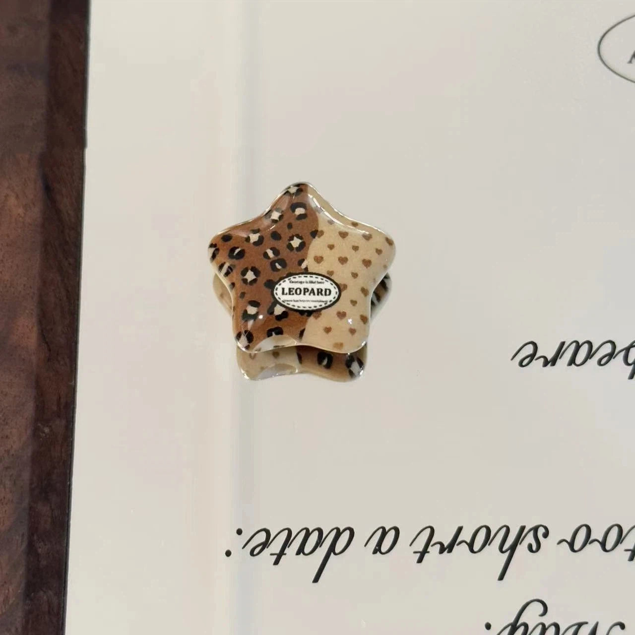 Vintage Leopard Star Acrylic Beads 25mm Animal Print Mixed 10pcs 6