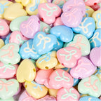 Hand Painted Heart & Star Acrylic Beads 24mm Glossy Pastel 10pcs 3