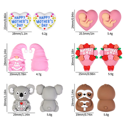 Silicone 3D Focal Beads Mother's Day Koala Bouquet Happy Mother's Day 20pcs 9