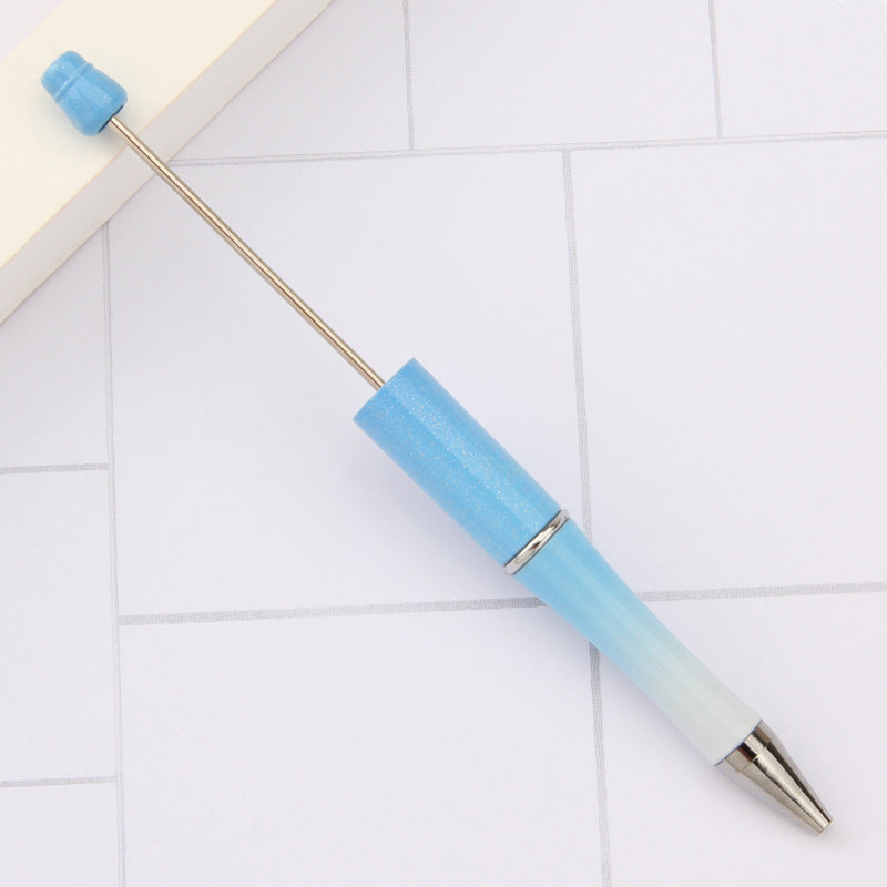 Beadable Plastic Pens Wholesale, Pearlescent Gradient Three-Color Transitions Ballpoint Ink, 11.5mm x 145mm