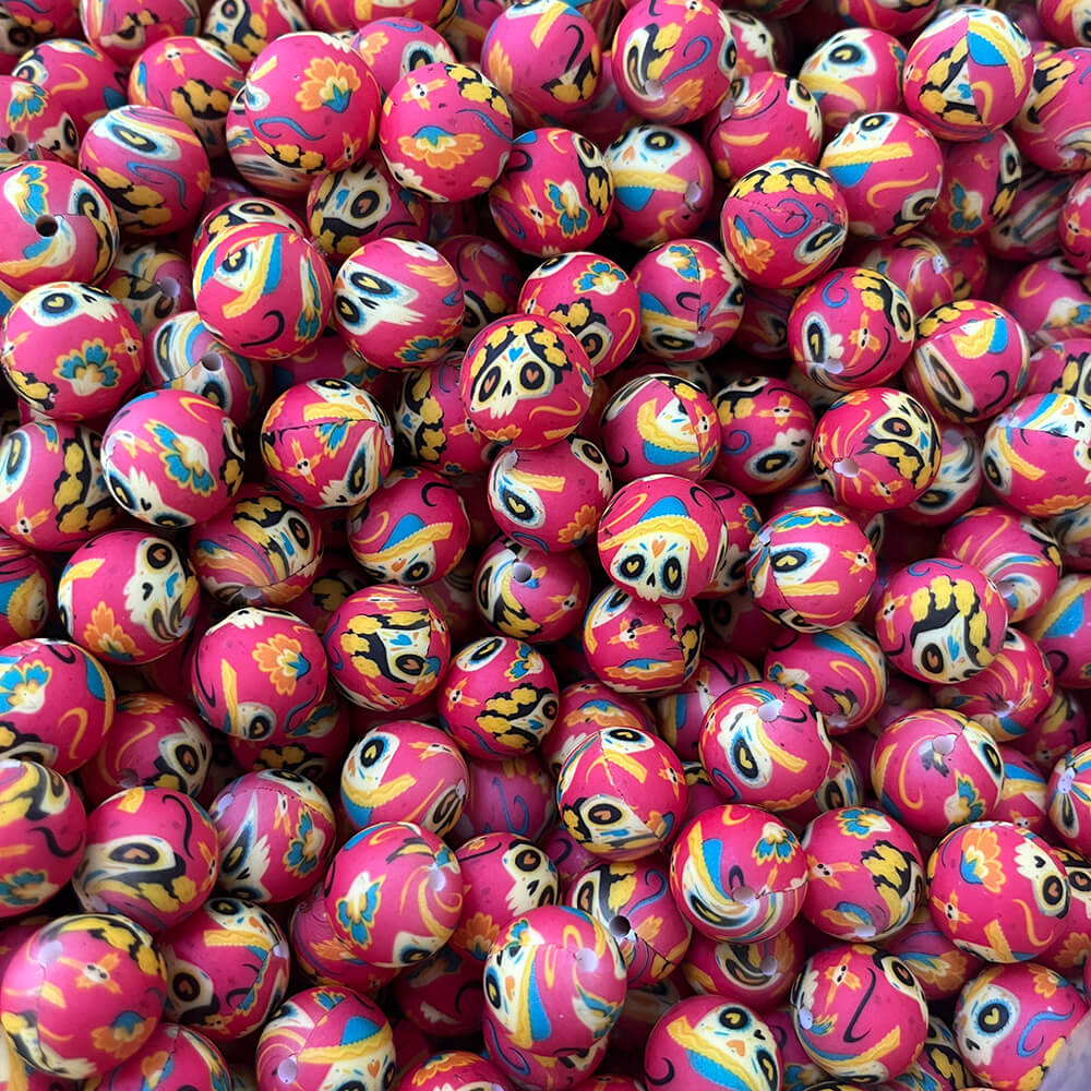 12 Halloween Printed Silicone Beads