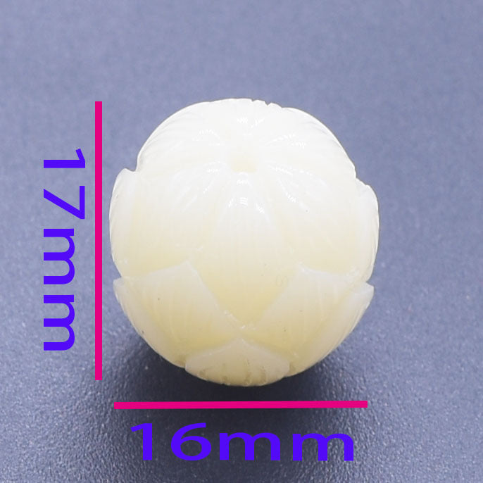 Imitation Bodhi Lotus Resin Beads 17mm Milky Yellow 10pcs 2