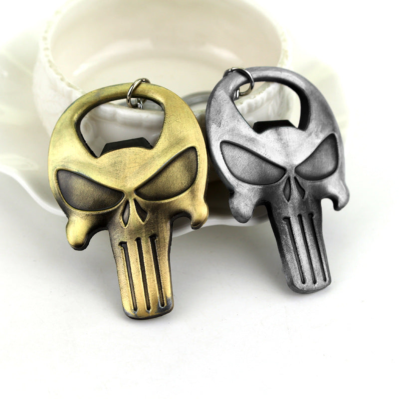 Skull Bottle Opener Keychain Metal Zinc Alloy Glowing Eyes 4