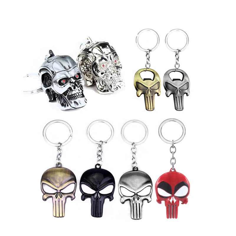 Skull Bottle Opener Keychain Metal Zinc Alloy Glowing Eyes