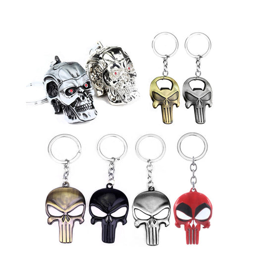 Skull Bottle Opener Keychain Metal Zinc Alloy Glowing Eyes