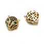 Brass Leopard Head Metal Beads 12mm Polished Cubic Zirconia 10pcs 2