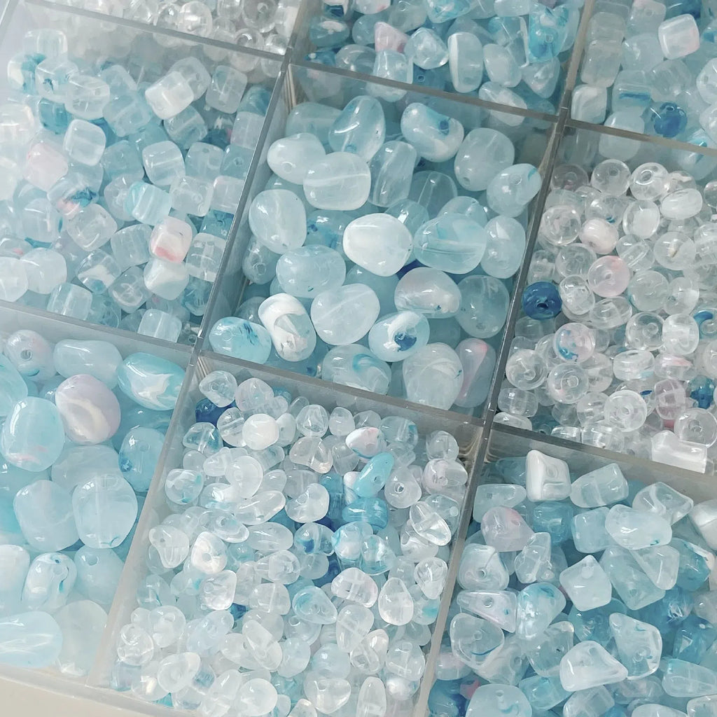 Imitation Jade Glacier Blue Acrylic Beads Smooth Nature Shapes 10g 2