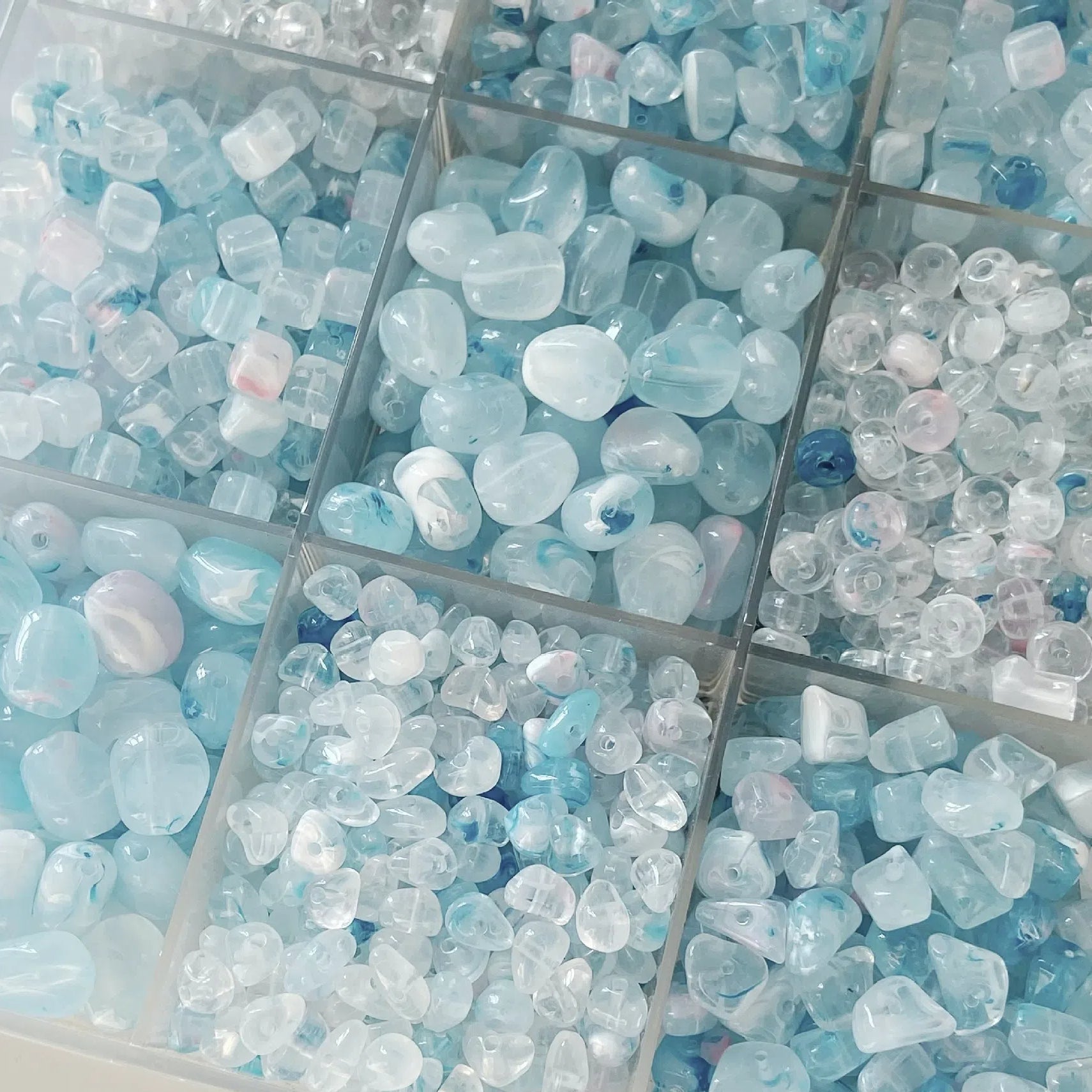 Imitation Jade Glacier Blue Acrylic Beads Smooth Nature Shapes 10g 2