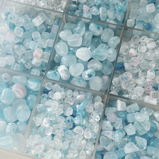 Imitation Jade Glacier Blue Acrylic Beads Smooth Nature Shapes 10g 2