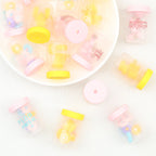 3D Daisy Orange Ice Cream Glitter Bottle Silicone Focal Beads 10pcs