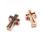 Brass Cross Metal Beads 14mm Punk Cubic Zirconia Pavé 10pcs 3